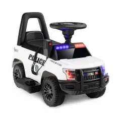 6V Kids Ride On Police Car with Real Megaphone and Siren Flashing Lights White