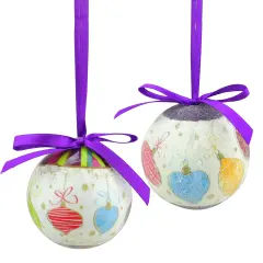 Northlight Shatterproof Decoupage Christmas Ball Ornaments - 1.75" (40mm) - Purple and White - 10ct