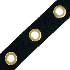 5 Yards Of Birdie Silver Finish Grommet Eyelet Tape Trim | 5 yard cut Black/ Gold