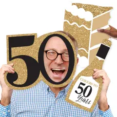 Big Dot of Happiness We Still Do - 50th Wedding Anniversary - Cake, Champagne Bottle & 50 Shape Decorations - Anniversary Party Large Photo Props 3 Pc