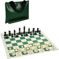 WE Games Tournament Chess Pack, Rollup Board, Tote, Staunton King 3.75 in.