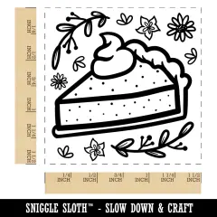 Slice of Pumpkin Pie Fall Thanksgiving Self-Inking Rubber Stamp Ink Stamper Blue