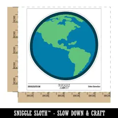 Earth Globe Travel Doodle Waterproof Vinyl Phone Tablet Laptop Water Bottle Sticker Set - 5 Pack