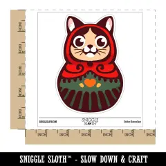 Cat Russian Nesting Doll Matroyshka Babushka Waterproof Vinyl Phone Tablet Laptop Water Bottle Sticker Set - 5 Pack