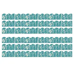 True to You Teal with Leaves Scalloped Bulletin Board Borders, 39 Feet Per Pack, 6 Packs