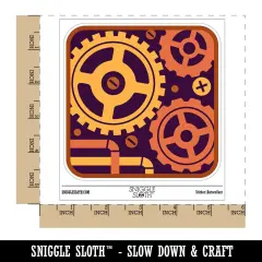Gears Cogs Machine Window Steampunk Waterproof Vinyl Phone Tablet Laptop Water Bottle Sticker Set - 5 Pack