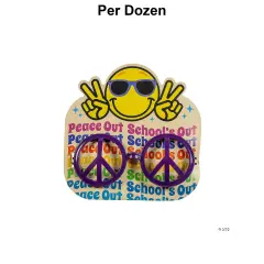 Kids 6" x 5 1/4" Peace Out School&rsquo;s Out Plastic Glasses with Card for 12