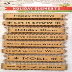 Little Birdie Corrugated Kraft Printed Panels Words 8/Pkg-Noel