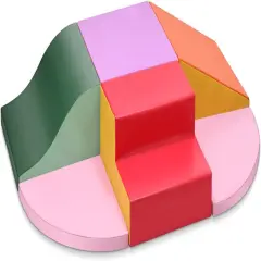 Soft Climb and Crawl Activity Play Set，Safe Soft Foam Block for Preschoolers,Toddlers, Baby, Kids Crawl and Climb，Lightweight Foam Shapes for Climbing, Crawling and Sliding (Pink) Colorful