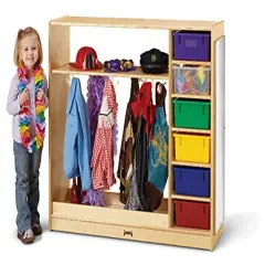 0909JC Dress-Up Storage with Assorted Colored Bins - Kids Storage Organizer for Costumes or Coats