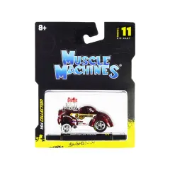 1941 Willys Coupe Gasser "Competition Cams" Red Metallic And White 1/64 Diecast Model Car By Muscle Machines