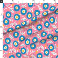 Various Fabrics by the Yard or Fat Quarter Pink Floral Bright Flowers Nature Vibrant Meadow Spring Summer Garden Kitsch Folk Scandi Large Scale Custom Printed Fabric by Spoonflower