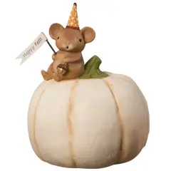 Happy Fall Mouse On Pumpkin 5"