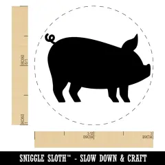 Pig Sideview Farm Animal Self-Inking Rubber Stamp Ink Stamper for Stamping Crafting Planners Blue
