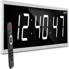 Ivation 60'' Large Digital Wall Clock, LED Digital Clock with Remote Control - Stopwatches White