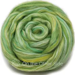 Silk Merino Blended Roving. Soft Combed Top Fiber for Spinning, Felting, & Fiber Arts. On the Other Side