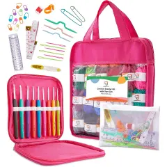 JumblCrafts Ultimate Crochet Kit, 24 Yarn Set, Crochet Hooks, Row Counter & 24 Skeins, for Beginners & Experts