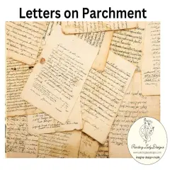 Letters on Parchment for Decoupage Crafting and Multi Media Art