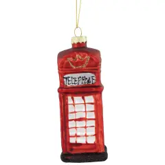 Northlight 4.5" Red Euro Phone Booth Glass Christmas Ornament