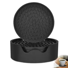 Kitcheniva Silicone Drinks Coasters Mat Pad With Holder 6 Pcs