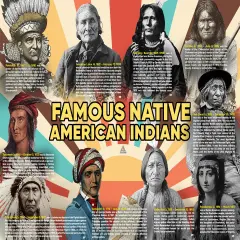 Famous Native American Indians Poster Wall Art Print, 24"x18", Unframed