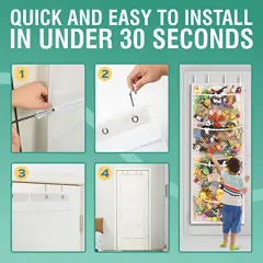 Stuffed Animal Storage - Over Door Organizer for Stuffies, Baby Ideas Holder, Toy Plush Storage/Hammock Hanging Storage Net Big Girls Toddler Large Bag Animals