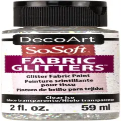 Multipack of 3 - SoSoft Fabric Glitters Acrylic Paint 2oz-Clear Ice - White