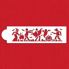 Halloween Monster Cake Stencil Side: Witch, Dracula, Ghost, Werewolf, Frankenstein | C460 by Designer Stencils | Cake Decorating Tools |