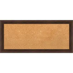 Warm Walnut Narrow Wood Framed Corkboard, Natural Cork