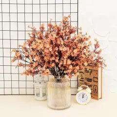 6 Bundles Baby's Breath: UV Resistant Faux Silk Bouquets Dark brown white