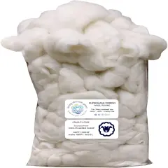 SUPERWASH MERINO Wool Roving. Ethically & Responsibly Sourced Combed Top Fiber for Spinning, Filling and Stuffing - 1 LB Bag, Natural White