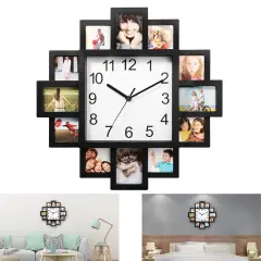 Wall Clock with 12-Picture Photo Collage Display