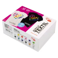 HEART Textile Acrylic Paint Set. 12 colors (20ml) and including 2 metallic by Rosa Talent