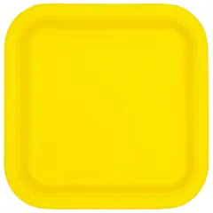 Neon Yellow Square 9" Dinner Plates, 14ct