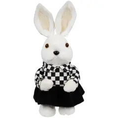 Northlight Girl Easter Rabbit Figurine in Checkered Dress -10" Black