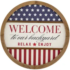 Northlight Welcome to Our Backyard Americana Framed Wall Sign - 11.75" Red