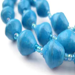 The Bead Chest Recycled Paper Bead Necklace from Uganda - Fair Trade African Jewelry (Turquoise)
