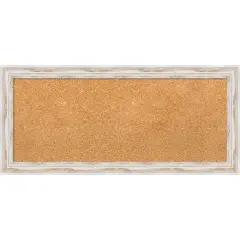 Alexandria White Wash Narrow Wood Framed Corkboard, Natural Cork