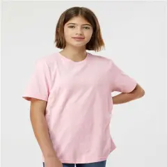 Tultex&reg; Youth Heavyweight Crewneck Jersey Short Sleeve T-Shirt Light pink