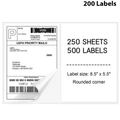 Half Sheet Shipping Labels 8.5" x 5.5" Optimized Solutions for Laser and Inkjet Printers