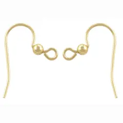 JewelrySupply Gold Filled Fish Hook Earring Wires with 3mm Bead (1 Pair of Gold Filled Earrings)