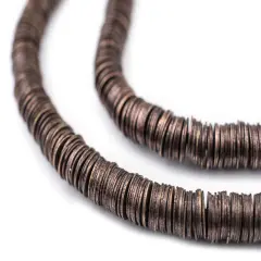 The Bead Chest Antique Copper Flat Disk Heishi Beads (6mm), 16" Strand, Handmade for Jewelry Making & Crafts | Approximately 900 Beads
