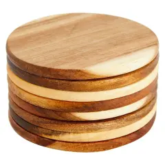 8 Pack Acacia Wood Coasters for Coffee Table