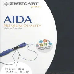 PrecutZweigart Aida extra fine 20 count Charcoal Grey