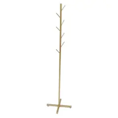 Gold Coat Rack Stand 67&rdquo; 7 Hooks Tree Entryway Hanger Metal Holder Hat Umbrella Rack
