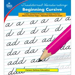 Carson Dellosa Beginning Cursive Handwriting Workbook, Traditional Writing Book With Number and Letter Tracing and Sight Words Practice, Classroom or Homeschool Curriculum