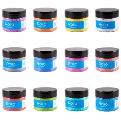 Rolio - Holographic Glitter Pure Set - 12 Color ,15g jars - Cosmetic Grade