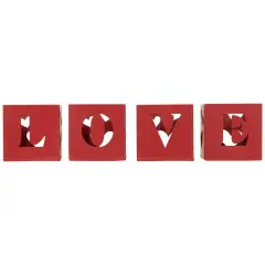 Northlight Love Blocks Valentine's Day Metal Votive Candle Holders - 2.75" - Set of 4 Red