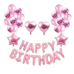 Hot Happy Birthday Decoration Multiple Color Banner Balloons Set Party Supplies Pink