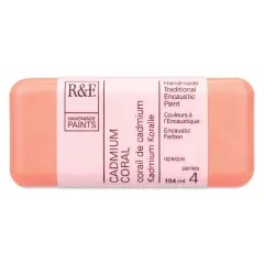 R&F Encaustic Paint Block - Cadmium Coral, 104 ml block